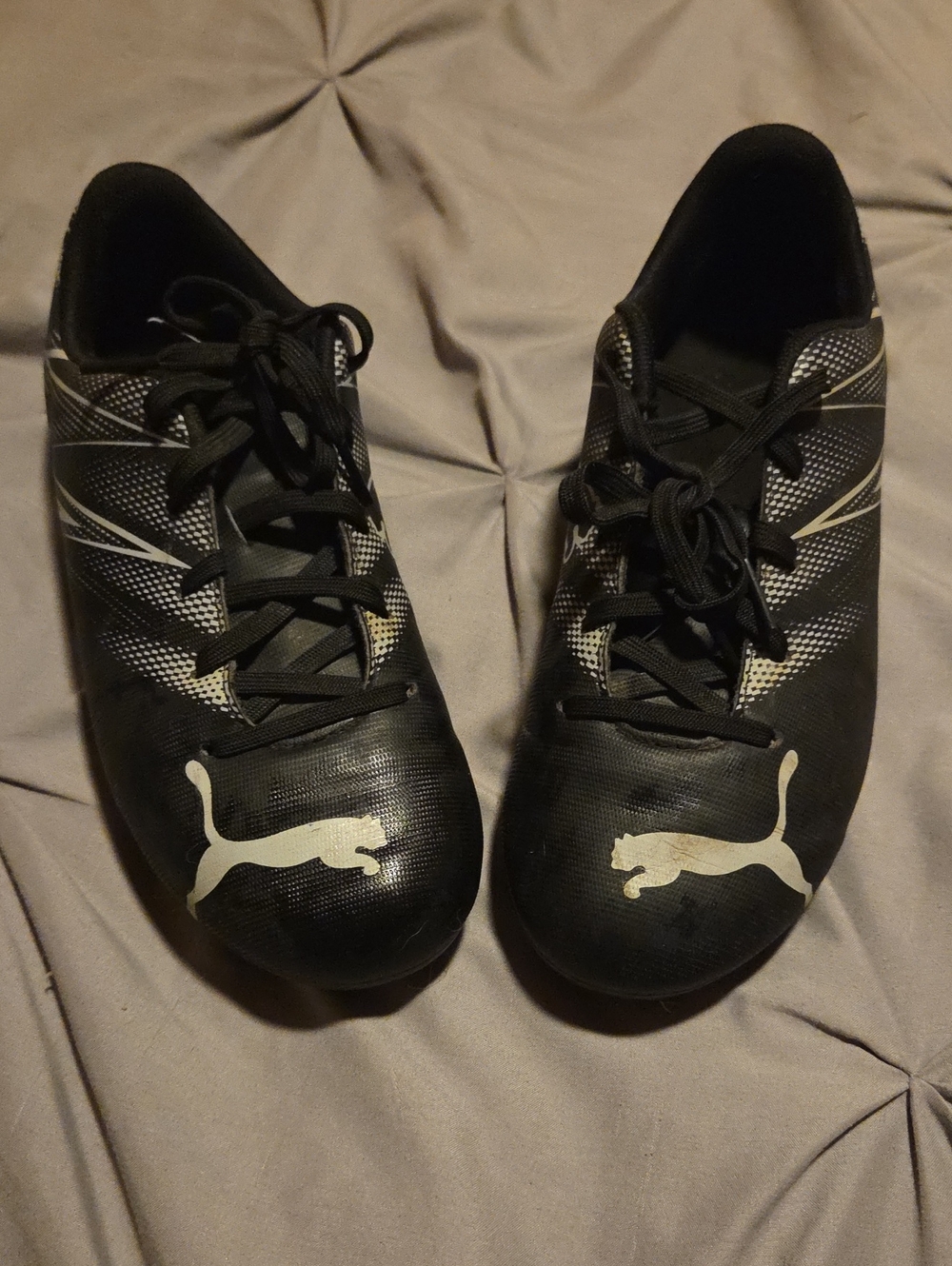 Puma Men’s Black Athletic Soccer Cleats with White Logos